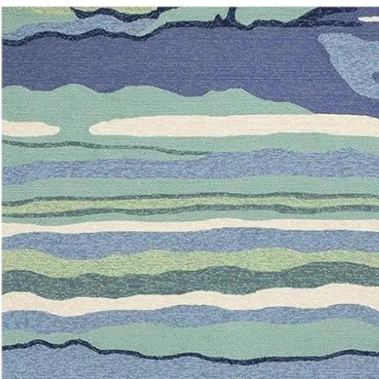 Blue and Ivory Abstract Handmade Indoor Outdoor Area Rug Photo 5