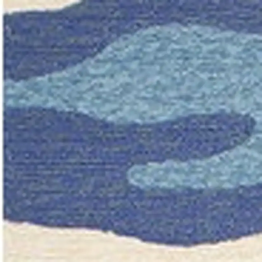 Blue and Ivory Abstract Handmade Indoor Outdoor Area Rug Photo 5