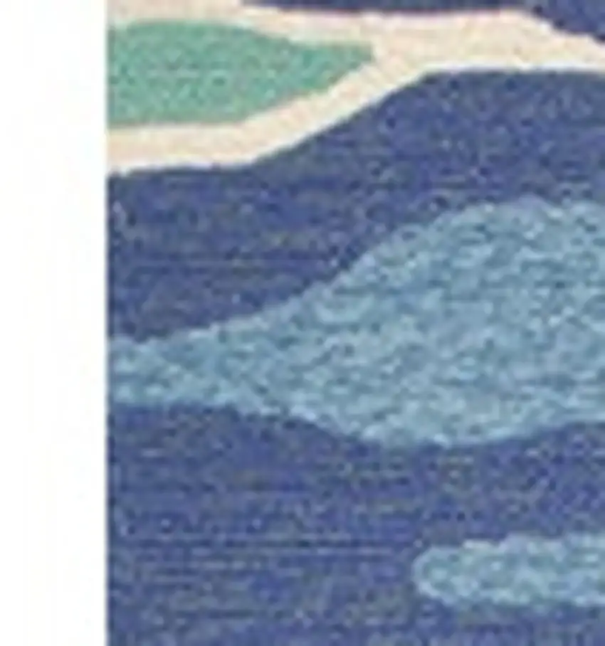 Blue and Ivory Abstract Handmade Indoor Outdoor Area Rug Photo 5