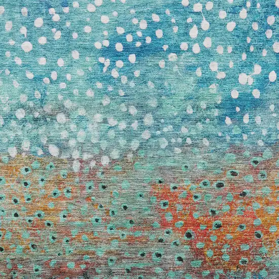Blue Terra Cotta And Black Abstract Washable Indoor Outdoor Area Rug Photo 6