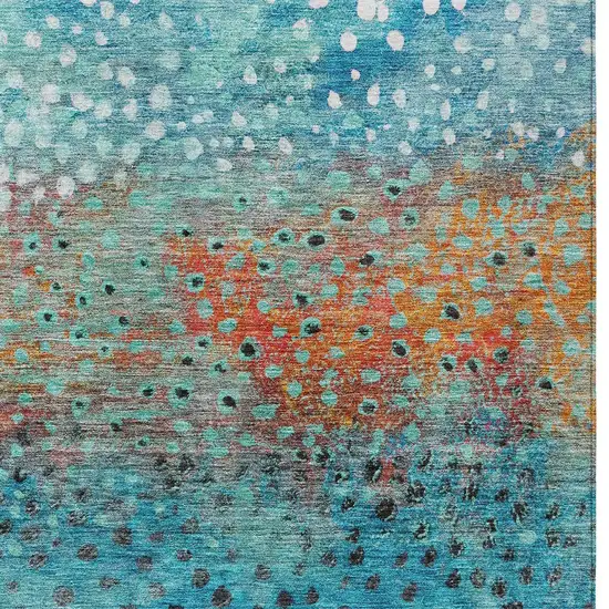 Blue Terra Cotta And Black Abstract Washable Indoor Outdoor Area Rug Photo 6