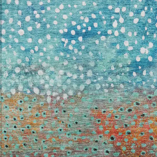 Blue Terra Cotta And Black Abstract Washable Indoor Outdoor Area Rug Photo 6