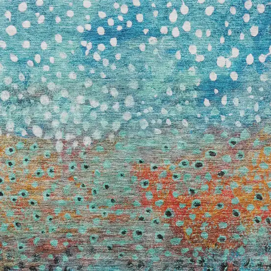 Blue Terra Cotta And Black Abstract Washable Indoor Outdoor Area Rug Photo 6