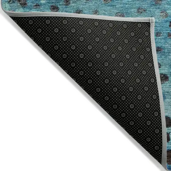 Blue Terra Cotta And Black Abstract Washable Indoor Outdoor Area Rug Photo 3