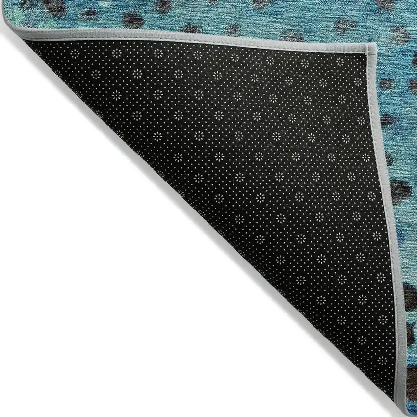 Blue Terra Cotta And Black Abstract Washable Indoor Outdoor Area Rug Photo 3