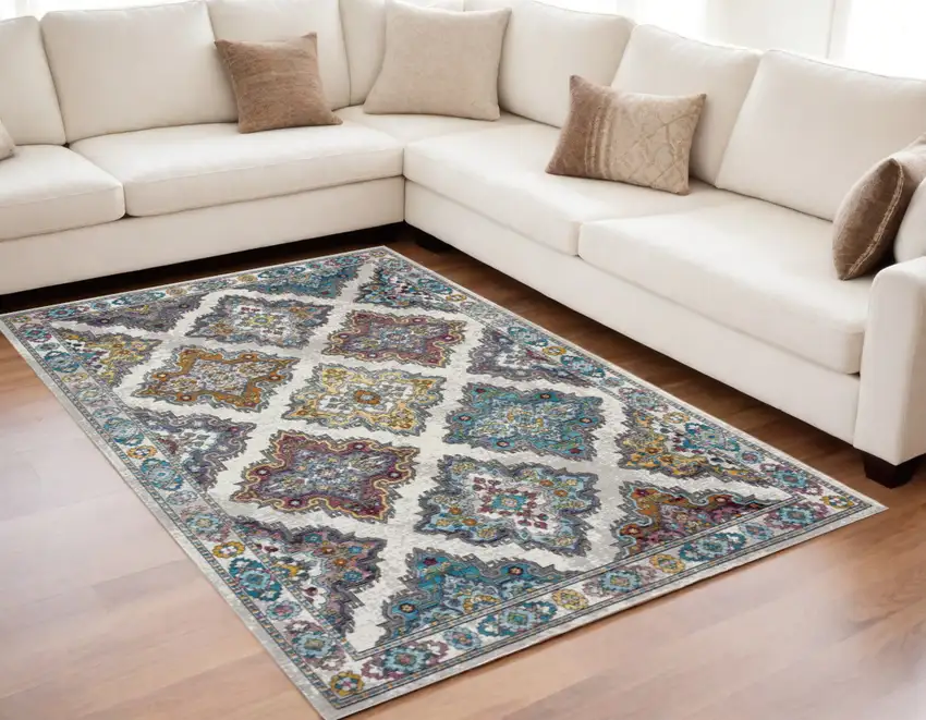 Blue Traditional Floral Motifs Area Rug Photo 2