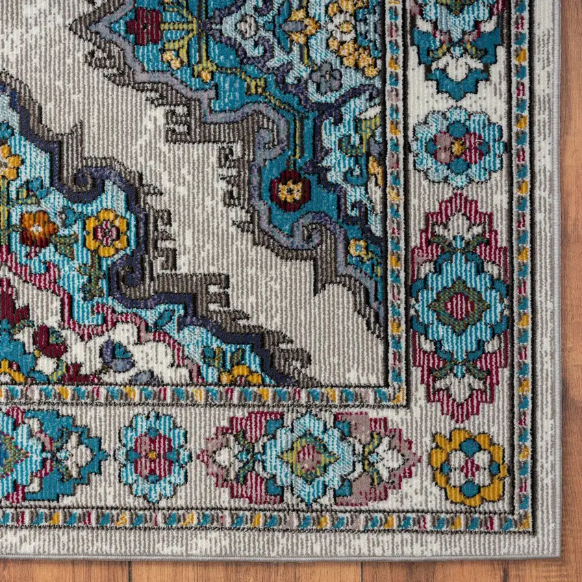 Blue Traditional Floral Motifs Area Rug Photo 4