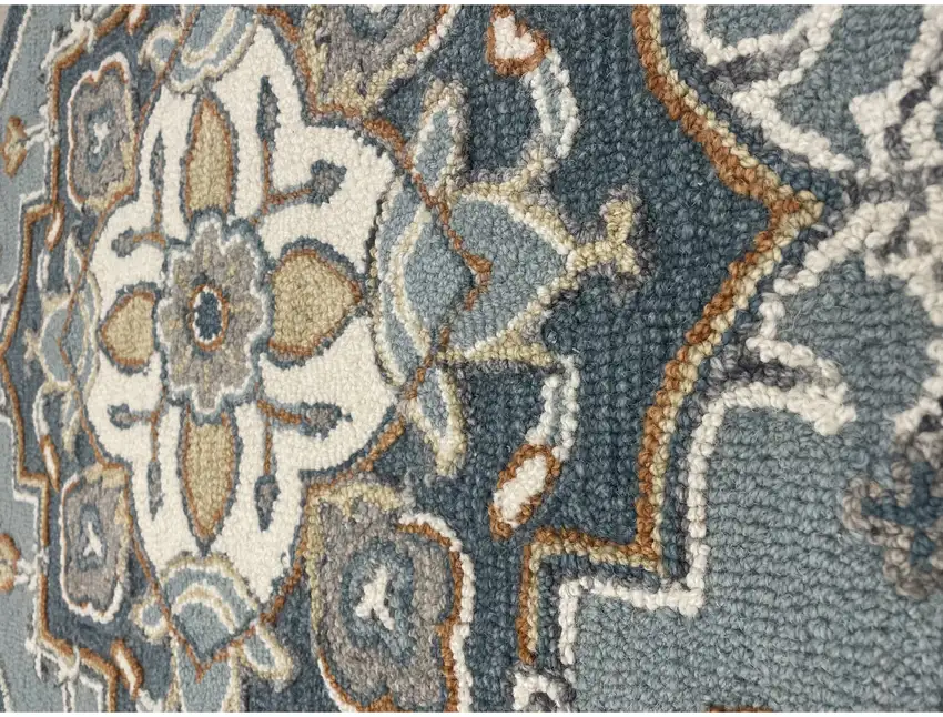 Blue Traditional Medallion Area Rug Photo 4