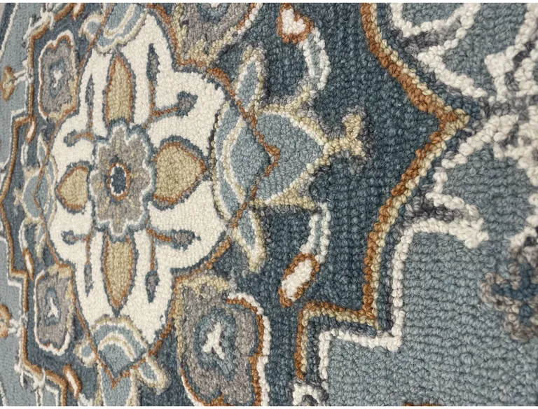 Blue Traditional Medallion Area Rug Photo 4