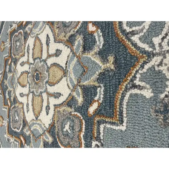 Blue Traditional Medallion Area Rug Photo 4