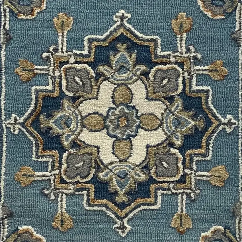 Blue Traditional Medallion Area Rug Photo 3