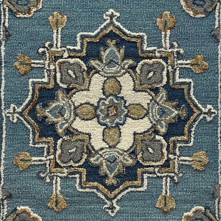 Blue Traditional Medallion Area Rug Photo 3