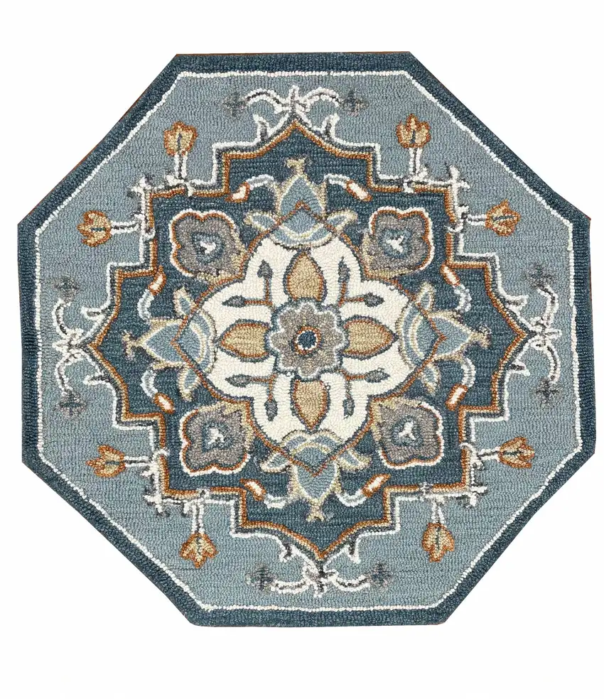 Blue Traditional Medallion Area Rug Photo 1