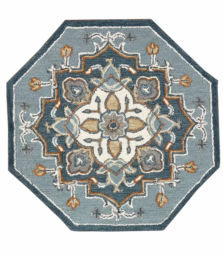 Blue Traditional Medallion Area Rug Photo 1