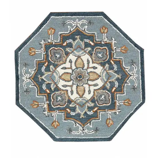 Blue Traditional Medallion Area Rug Photo 1