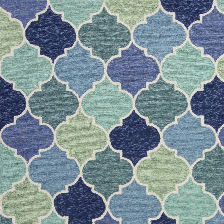 Blue Purple And Aqua Quatrefoil Hand Tufted Area Rug Photo 9