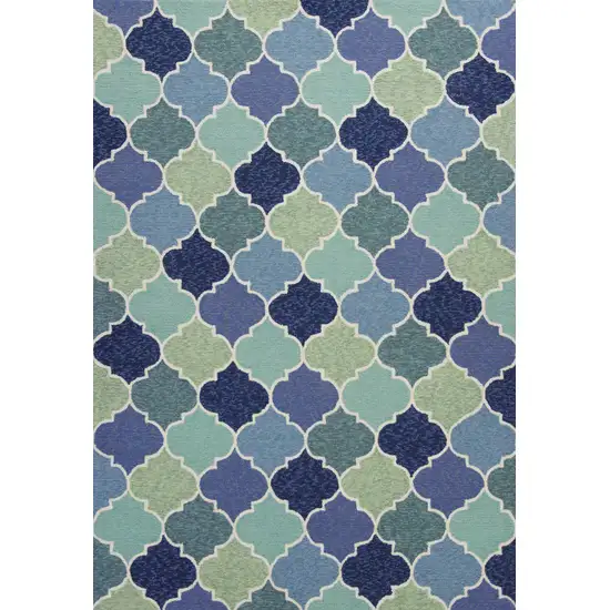 Blue Purple And Aqua Quatrefoil Hand Tufted Area Rug Photo 4