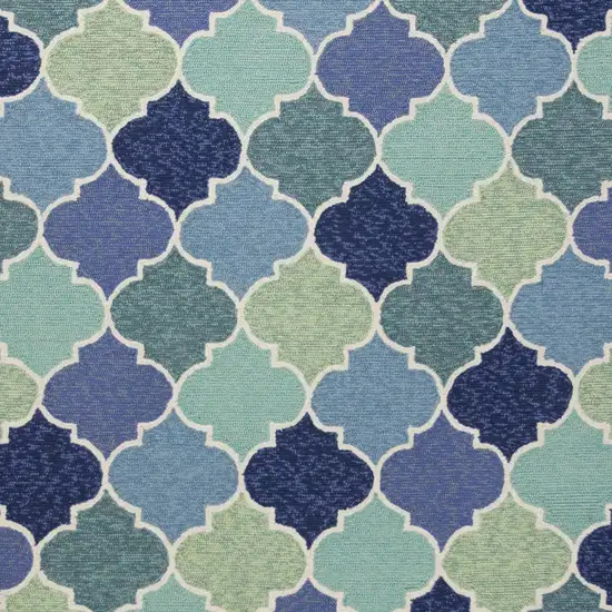 Blue Purple And Aqua Quatrefoil Hand Tufted Area Rug Photo 6