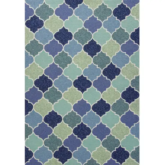 Blue Purple And Aqua Quatrefoil Hand Tufted Area Rug Photo 2