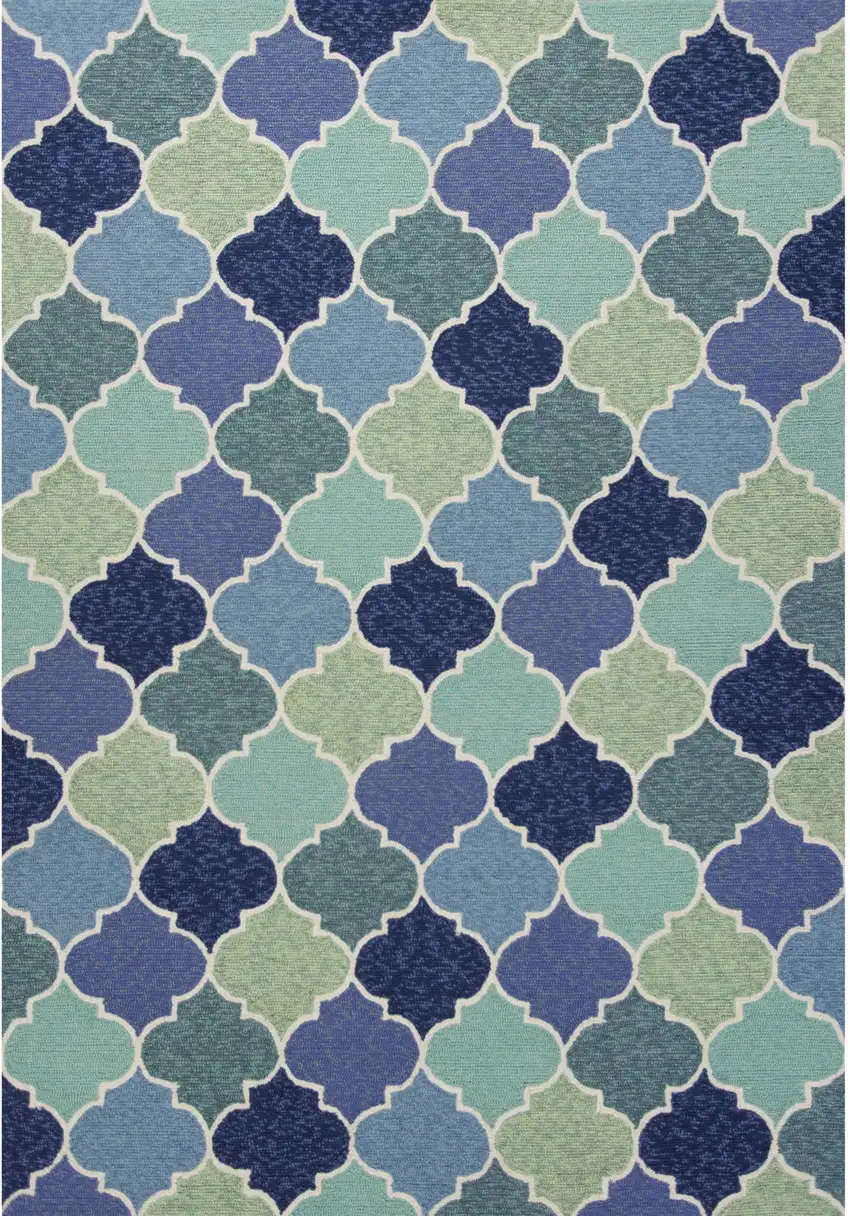 Blue Purple And Aqua Quatrefoil Hand Tufted Area Rug Photo 2