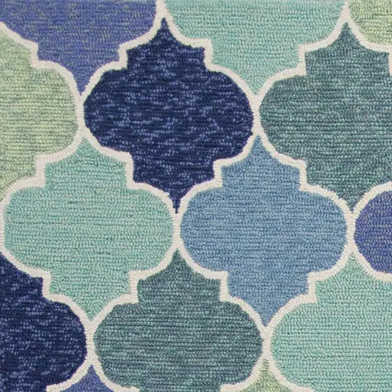 Blue Purple And Aqua Quatrefoil Hand Tufted Area Rug Photo 5