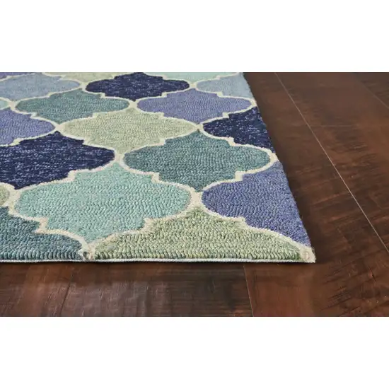 Blue Purple And Aqua Quatrefoil Hand Tufted Area Rug Photo 7