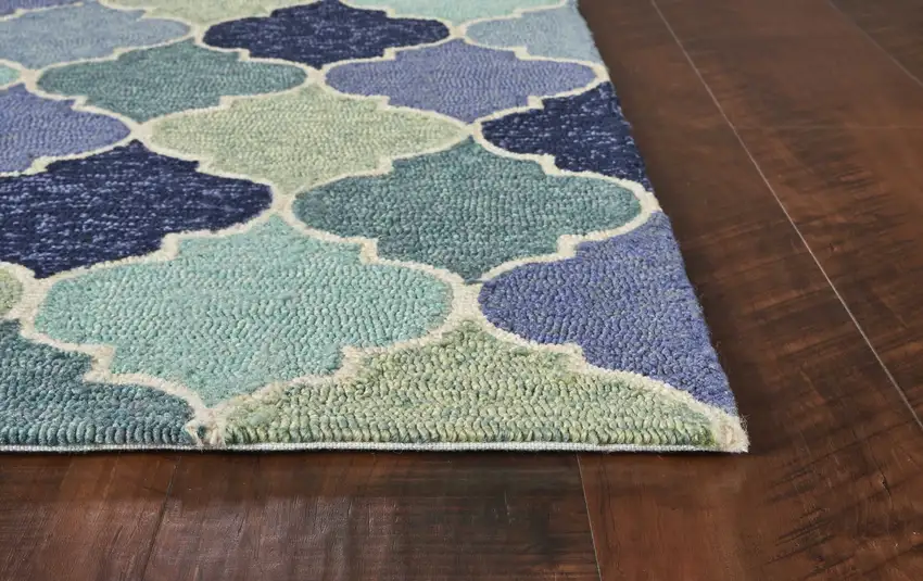 Blue Purple And Aqua Quatrefoil Hand Tufted Area Rug Photo 7