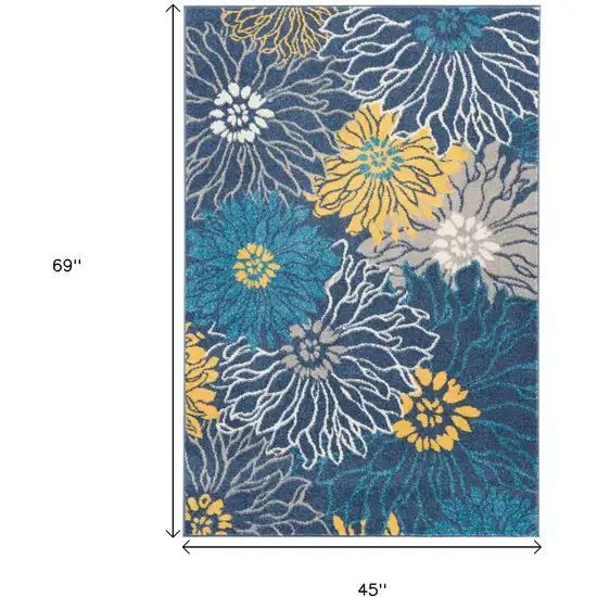 Blue And Gold Floral Area Rug Photo 9