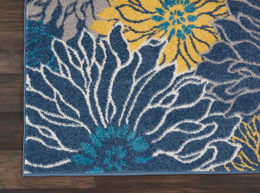 Blue Tropical Flower Area Rug Photo 2