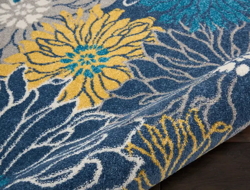 Blue Tropical Flower Area Rug Photo 3