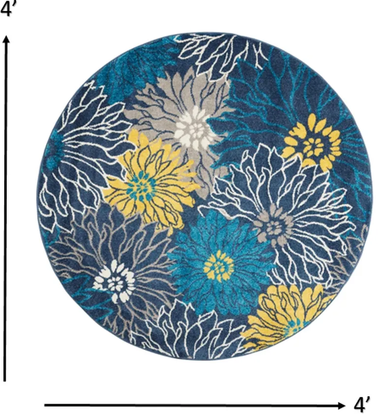 Blue Tropical Flower Area Rug Photo 5