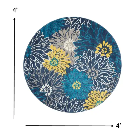 Blue Tropical Flower Area Rug Photo 5
