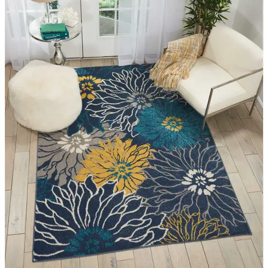 Blue Tropical Flower Area Rug Photo 4