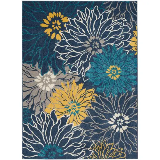Blue And Gold Floral Area Rug Photo 7