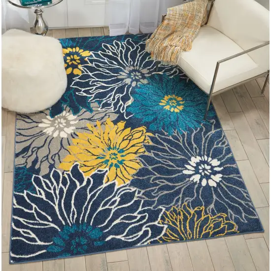 Blue Tropical Flower Area Rug Photo 5