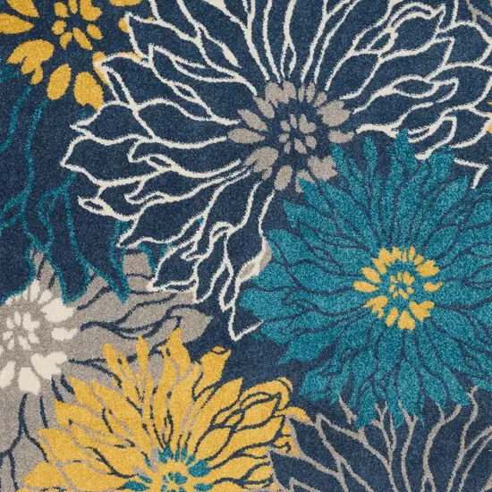 Blue And Gold Floral Area Rug Photo 6