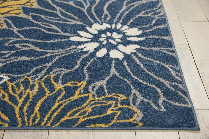 Blue Tropical Flower Area Rug Photo 6