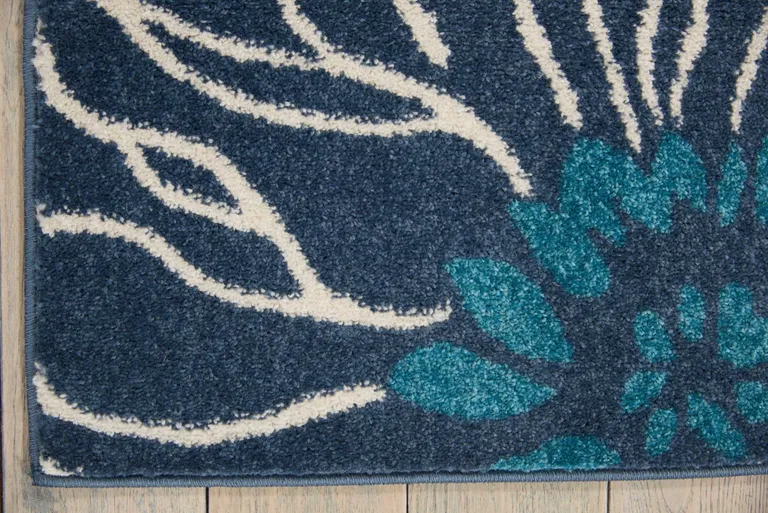 Blue Tropical Flower Area Rug Photo 2