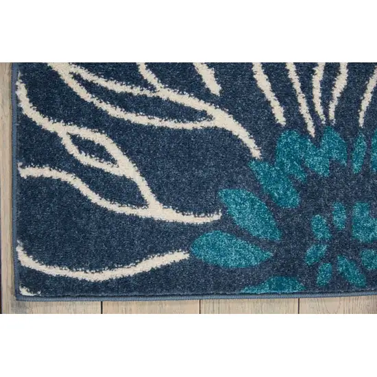 Blue Tropical Flower Area Rug Photo 2
