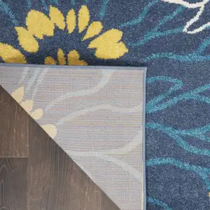 Photo of Blue Tropical Flower Area Rug