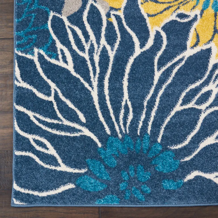 Blue Tropical Flower Area Rug Photo 4
