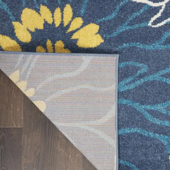 Blue And Gold Floral Area Rug Photo 8