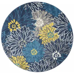 Photo of Blue Tropical Flower Area Rug