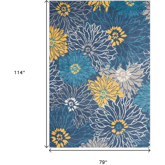 Blue And Gold Floral Area Rug Photo 7
