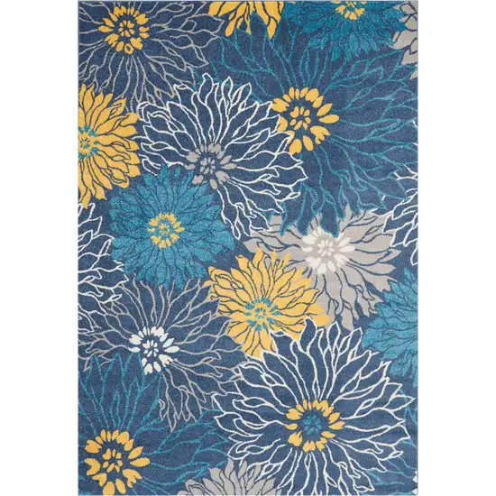 Blue And Gold Floral Area Rug Photo 8