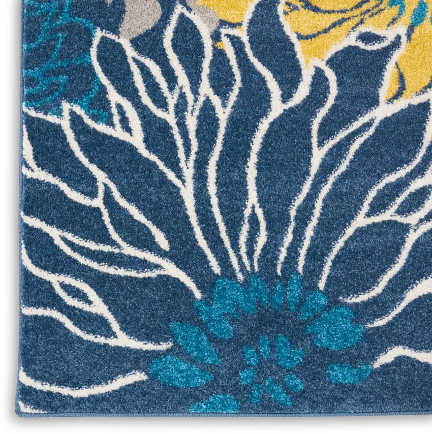 Blue And Gold Floral Area Rug Photo 8