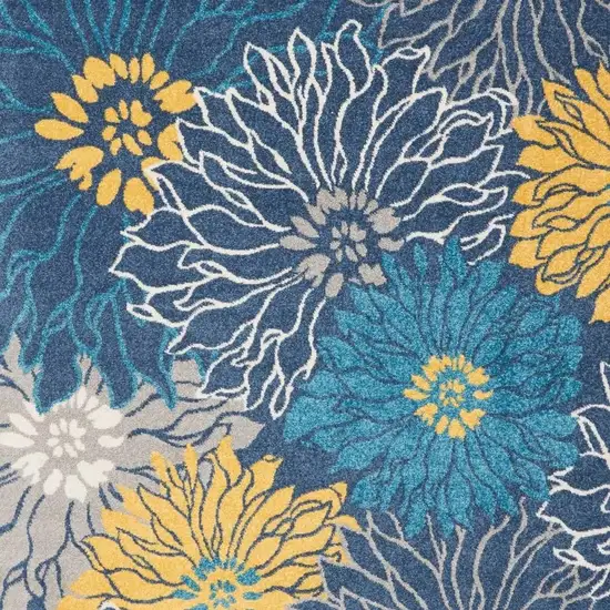 Blue And Gold Floral Area Rug Photo 3