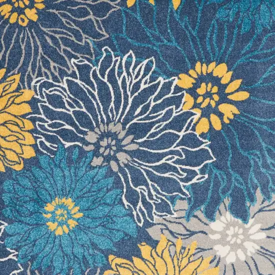 Blue And Gold Floral Area Rug Photo 4