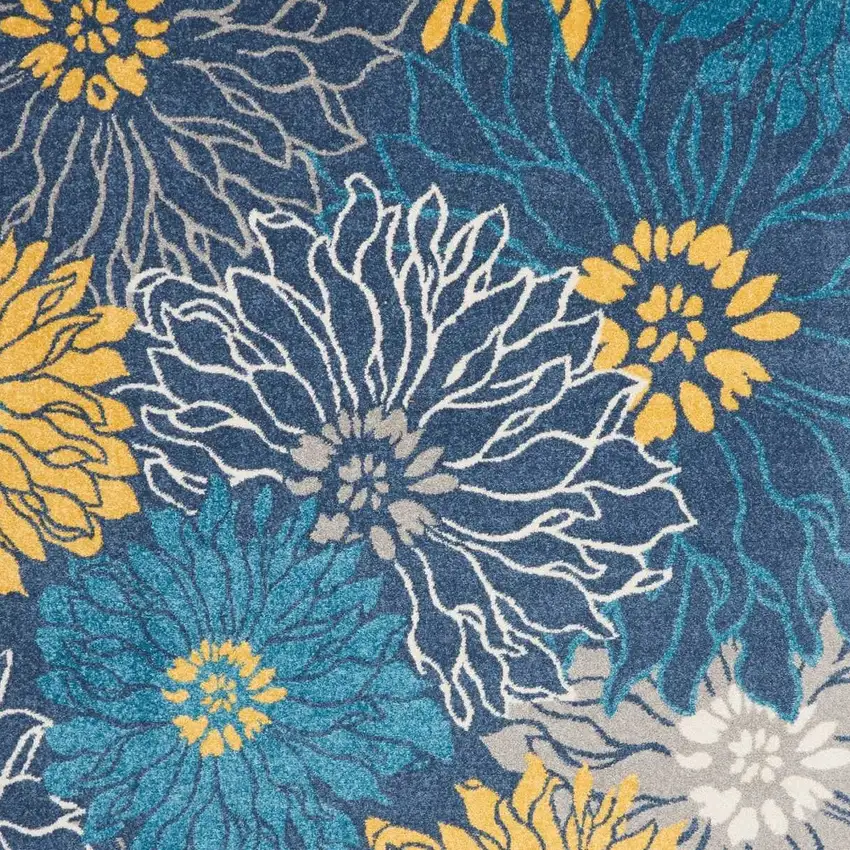 Blue And Gold Floral Area Rug Photo 5