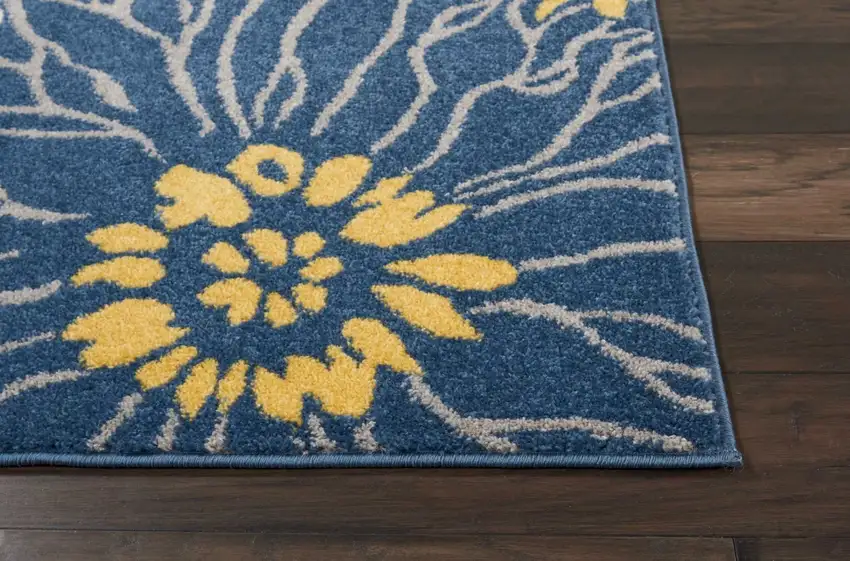 Blue Tropical Flower Area Rug Photo 7